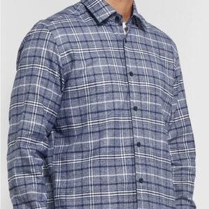 Hugo Boss Blue Checked Cotton Lyocell Flannel‎ Shirt Size S Regular Fit